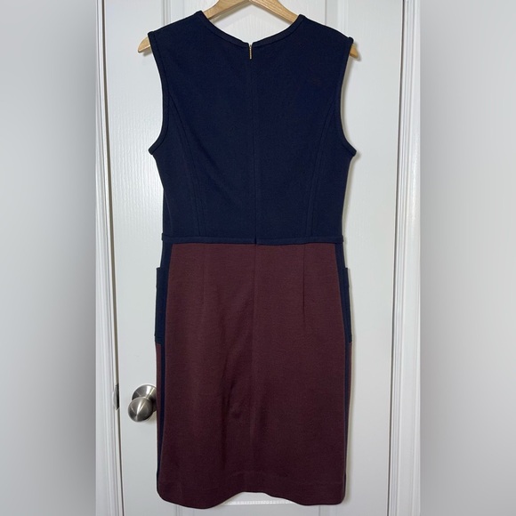 Tory Burch Brianna Colorblock Sleeveless Sheath Dress Navy Burgundy Size Medium - Picture 3 of 9